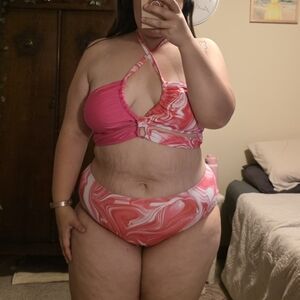 Shein Size 18 / 3X Pink Marble Swim Suit Bikini